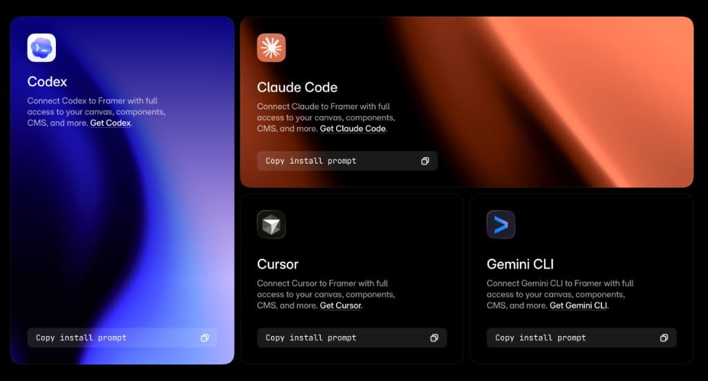 Framer Agent — external agents on your canvas — photo 1